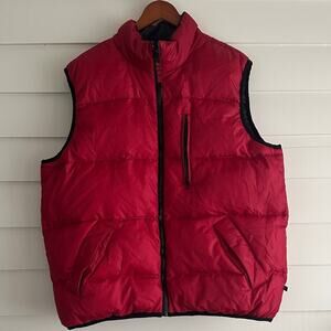 Moose Creek Reversible Down Puffer Vest Red Black L Gorpcore Cabincore Outdoor